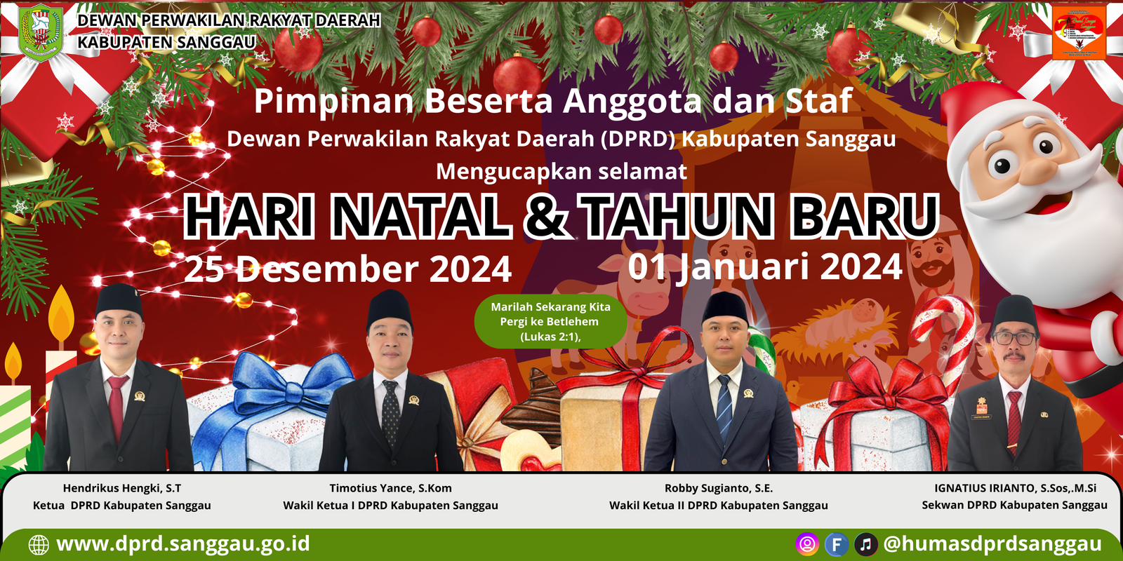 Anggota DPRD, Kepala Desa, Staf Desa dan Kepala Sekolah di Kabupaten Sanggau Ucapkan Selamat Hari Raya Natal dan Tahun Baru