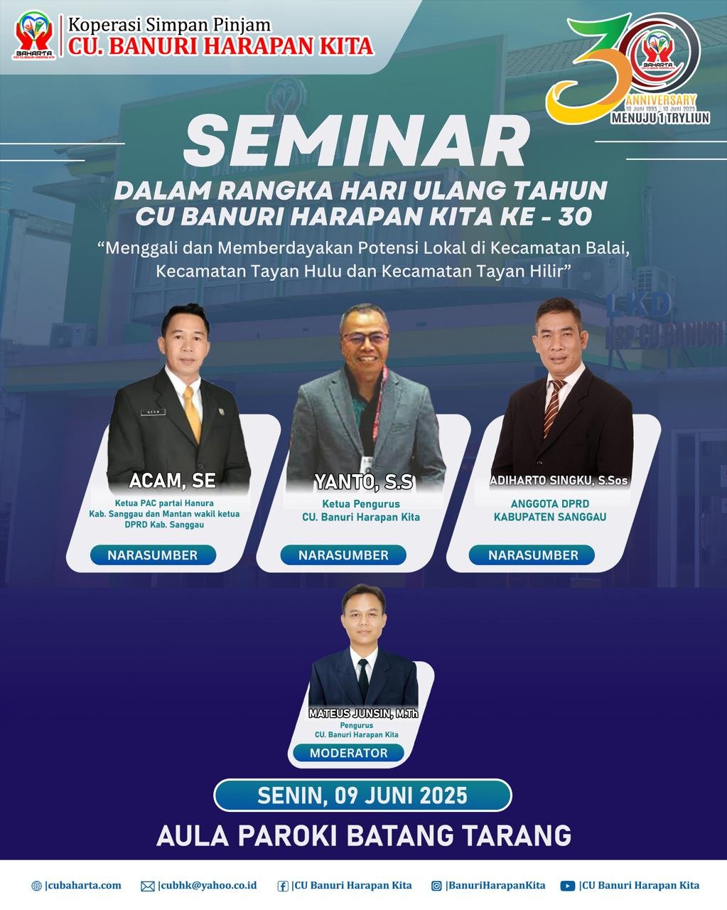 CU Banuri Harapan Kita Gelar Seminar HUT ke-30: Menggali dan Memberdayakan Potensi Lokal di Balai, Tayan Hulu, dan Tayan Hilir